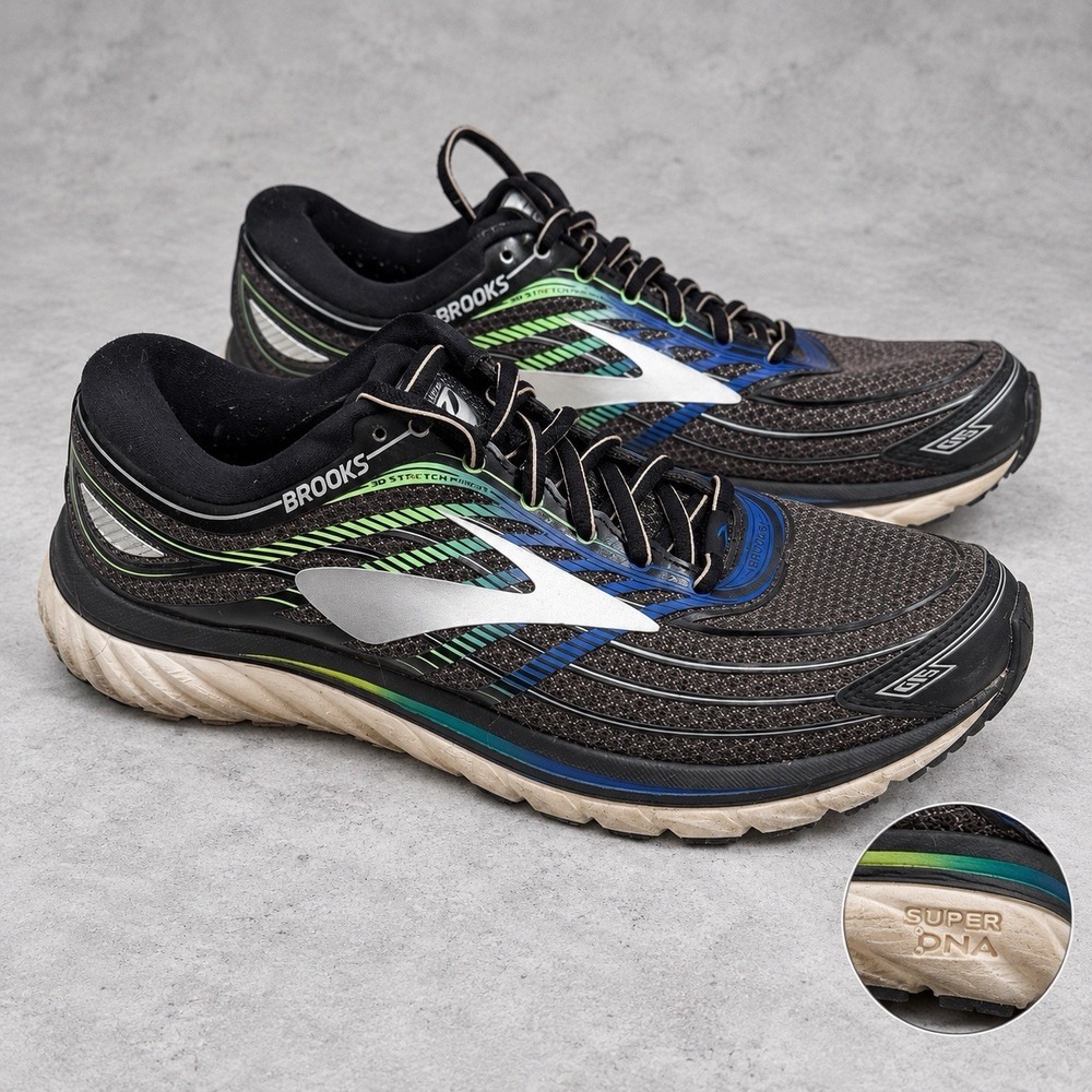 Brooks Glycerin 15 Men Running Shoes Size 9 Wide 2E Black Electric Blue